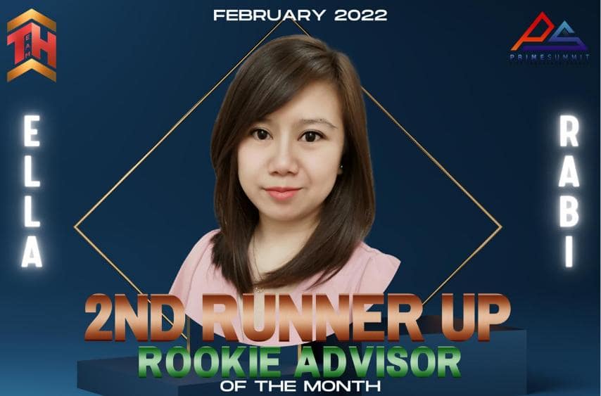 2nd Runner Up Rookie Advisor for the month of February 2022